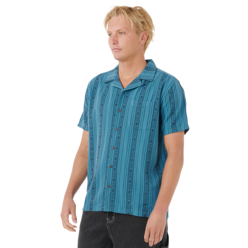 Camisa Rip Curl Raw Energy Stripe - Azul Camisa Rip Curl Raw Energy Stripe - Azul
