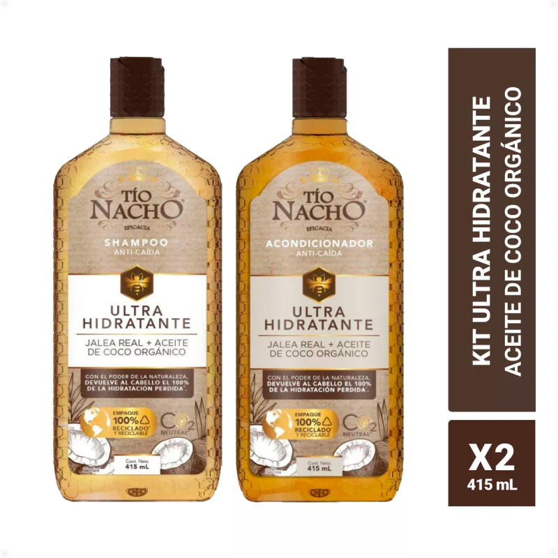 Pack Shampoo y Acondicionador Ultrahidratante Jalea Real y Aceite de Coco Orgánico Tío Nacho de 415 ML Pack Shampoo y Acondicionador Ultrahidratante Jalea Real y Aceite de Coco Orgánico Tío Nacho de 415 ML