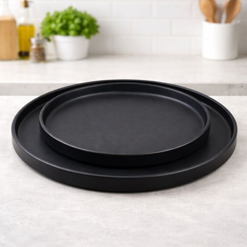 Juego vajilla 12 platos cerámica TOKIO NEGRO