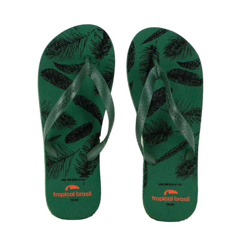 Chanclas Tropical Brasil Ojota Estampado De Unisex - Verde Militar Verde Militar