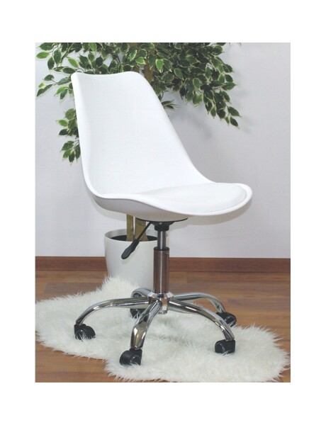 Silla Eames para oficina con rueditas y altura ajustable Blanco