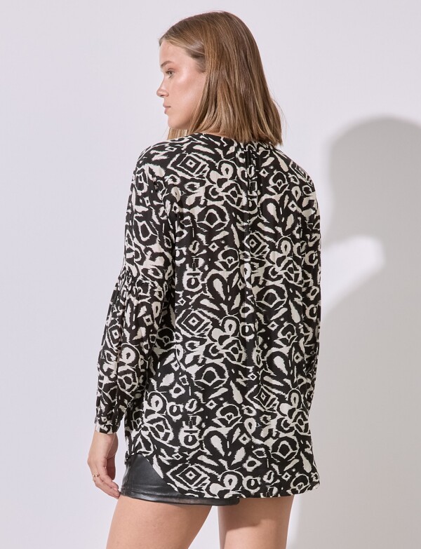 Blusa Print NEGRO/BEIGE