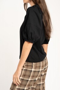 Remera Algodón Manga Globo Negro