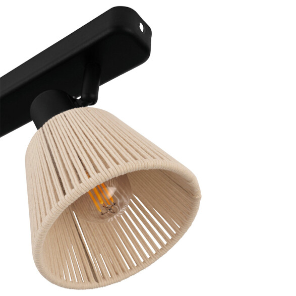 Aplique acero negro 2xE14 c/pantalla de hilo beige EG6154