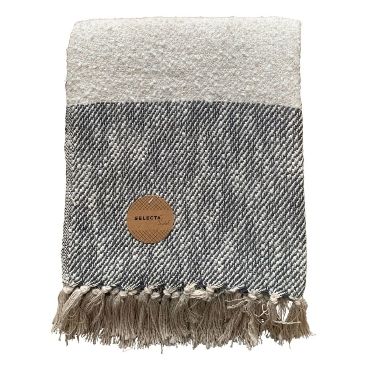 MANTA TEJIDA ALGODÓN 125X150CM BICOLOR GRIS 