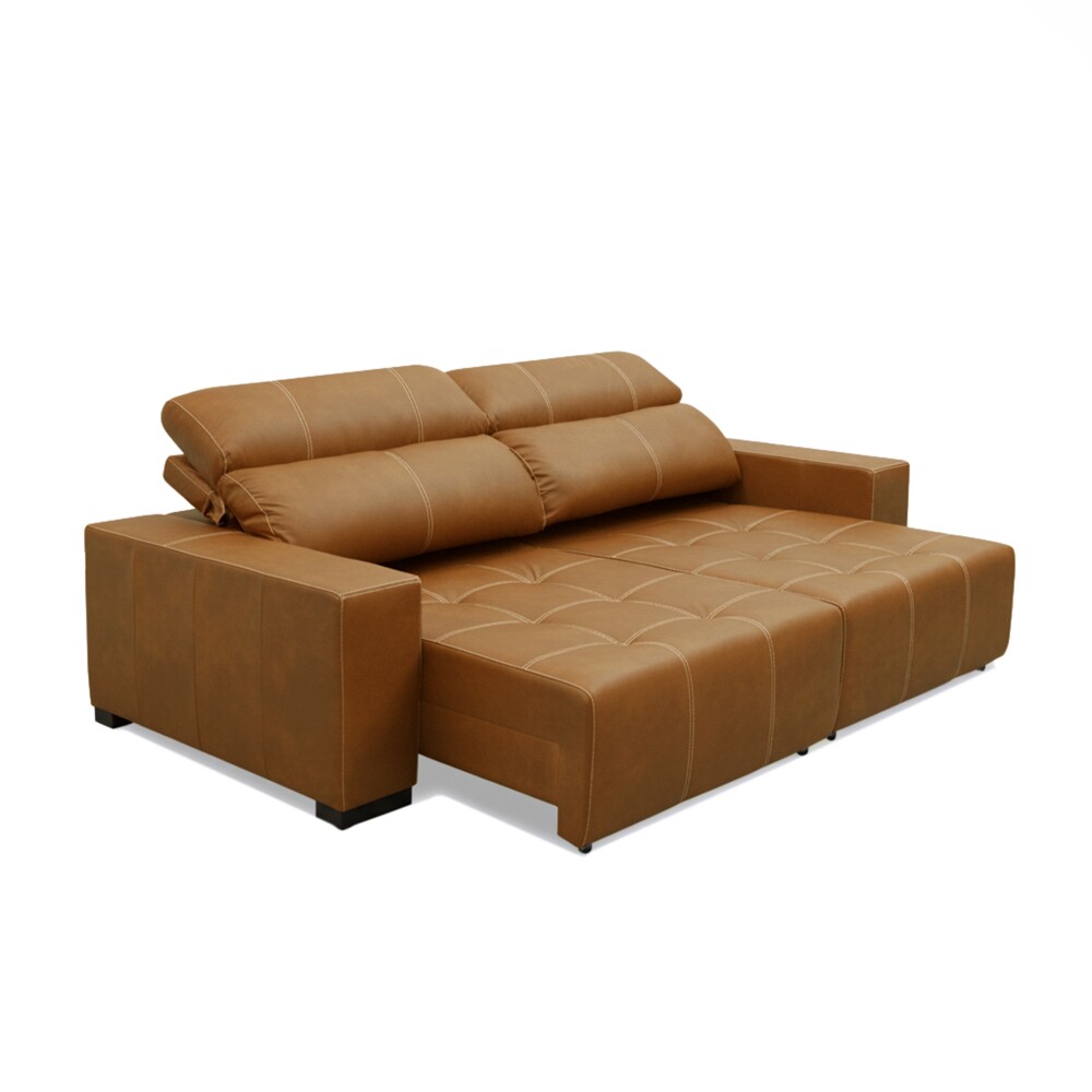 Sillon cama Madrid - 2 Cuerpos 100% Cuero Mostarda