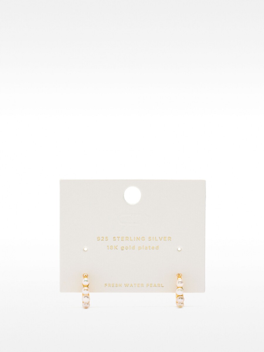 Aros Con Perlas De Agua Dulce - Plata De Ley 925 dorado