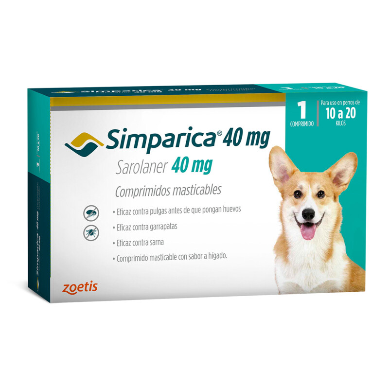 Simparica Caja 3 comprimidos 10 a 20 kgs