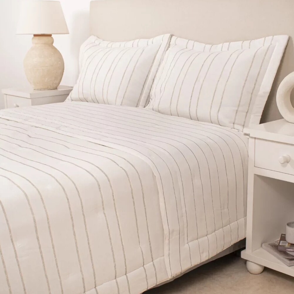 Edredon Col. Naturale Oasis Rayas Espigadas Beige 250 x 240 cm
