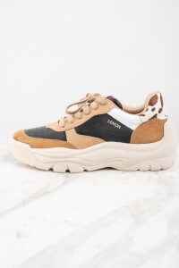 Zapatilla Cuero Combinada Negro
