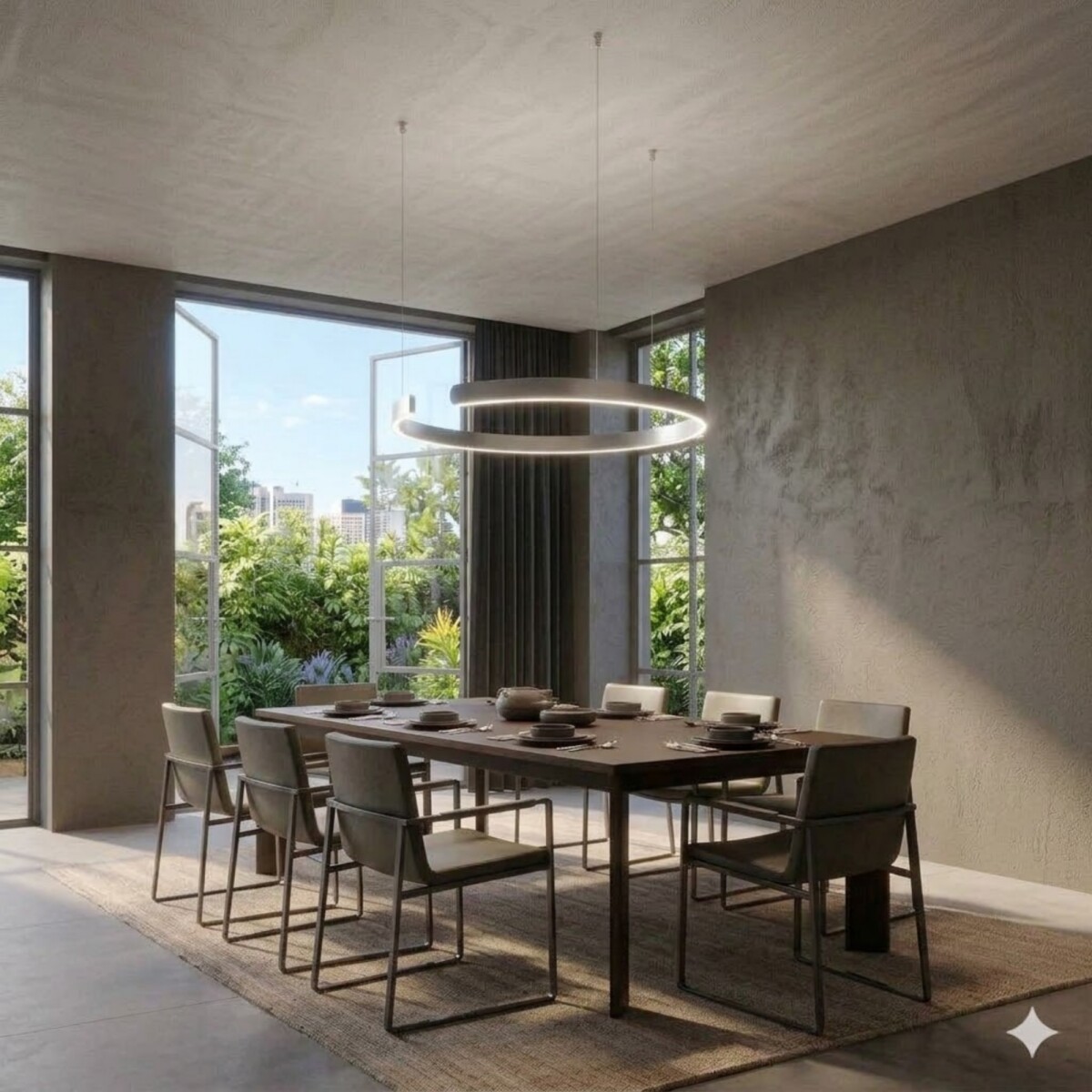 Luminaria de susp. Led circular con corte, 40W Dimerizable, 60cm - PLATA 