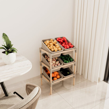 Estantería Organizadora Rack 6 Cajones 90x55x39Cm Madera PP Beige