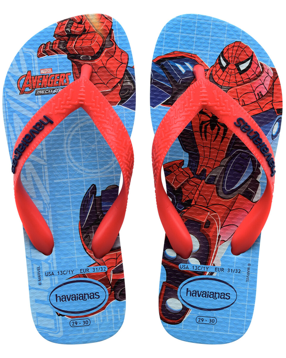 Chancletas ojotas Havaianas Kids Top Marvel II originales - Spiderman Blue Water - Talle 33/34 