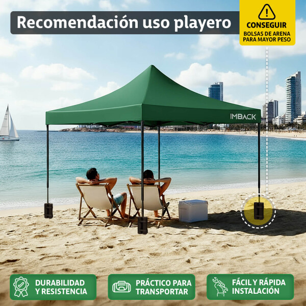 Gazebo Plegable 3x3 M Auto armable Toldo Playa Jardin Carpa Tela 600d IMBACK Color Verde Gazebo Plegable 3x3 M Auto armable Toldo Playa Jardin Carpa Tela 600d IMBACK Color Verde