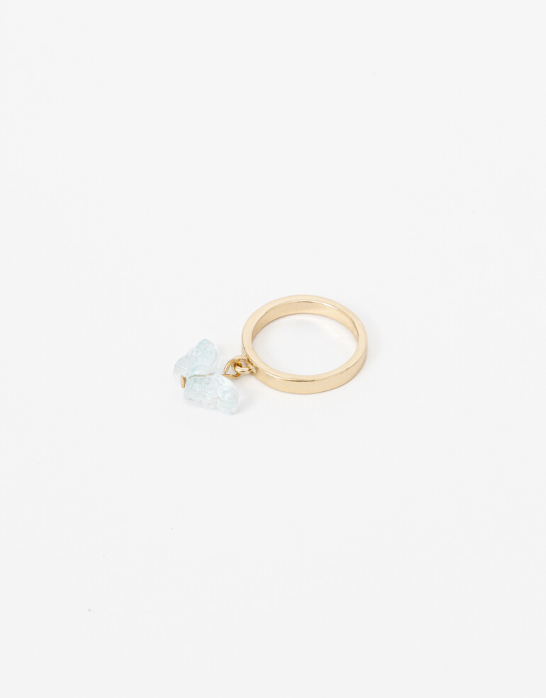 Anillos Chicos Acrilico Anillo Dije Mariposa. - Dorado