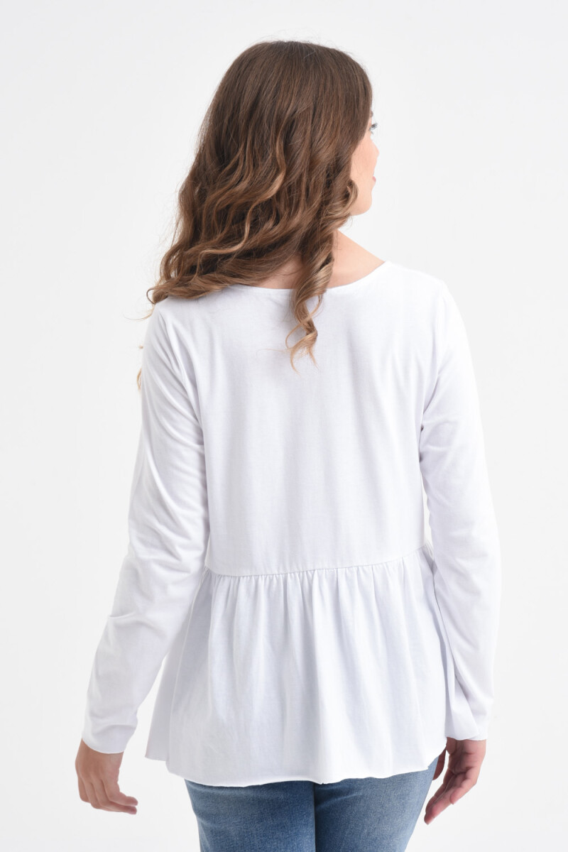 Camiseta manga larga peplum Blanco