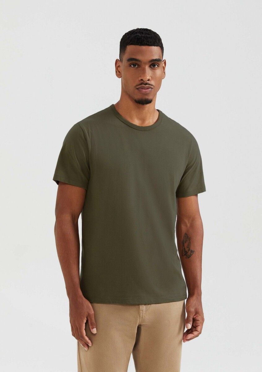 CAMISETAS BÁSICAS MANGA CORTA SLIM - VERDE 