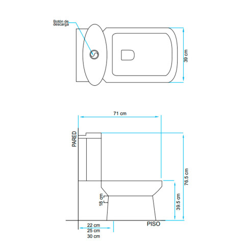 INODORO PARA MOCHILA BLANCO BRILLO DE PORCELANA SANITARIA AQUALIA LINEA DYN INCLUYE TAPA 000