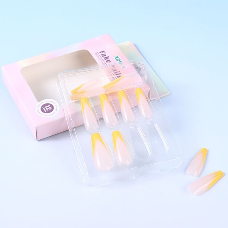 Uñas Postizas - 12 Piezas - Bicolor Amarillo Uñas Postizas - 12 Piezas - Bicolor Amarillo