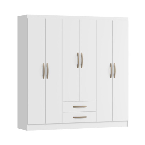 Armario Ropero Placard de 6 Puertas Línea Plus con 2 Cajones y Perchero Horizontal - MDP - Blanco Armario Ropero Placard de 6 Puertas Línea Plus con 2 Cajones y Perchero Horizontal - MDP - Blanco