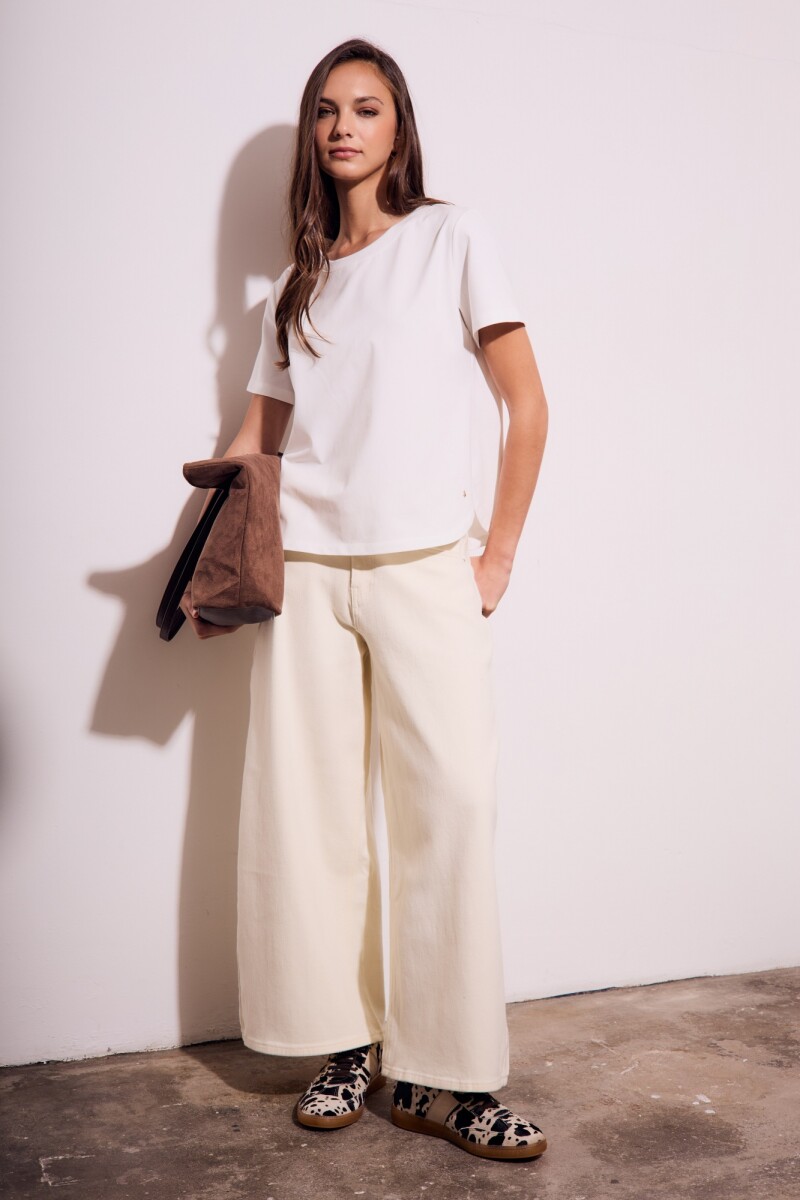 Remera Manga Corta Algodón Peinado Nacar