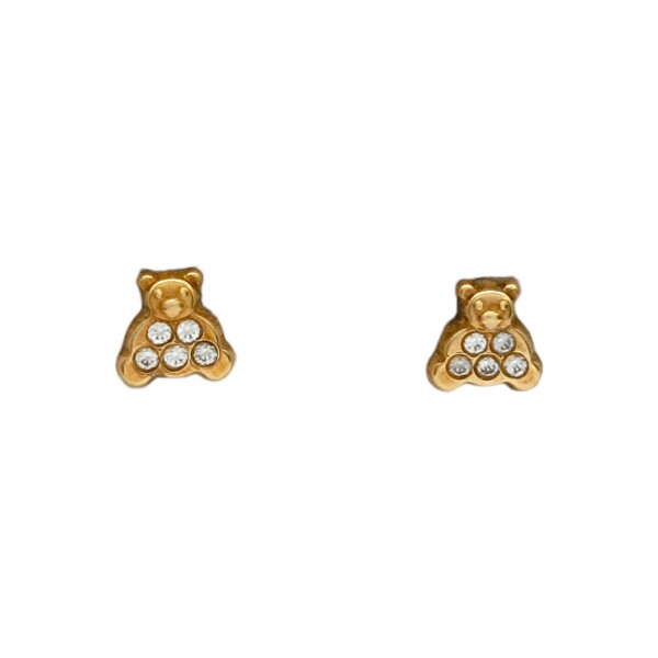 Caravanas Osos oro - Oro bajo - Zirconia - CA8142 conpiedra