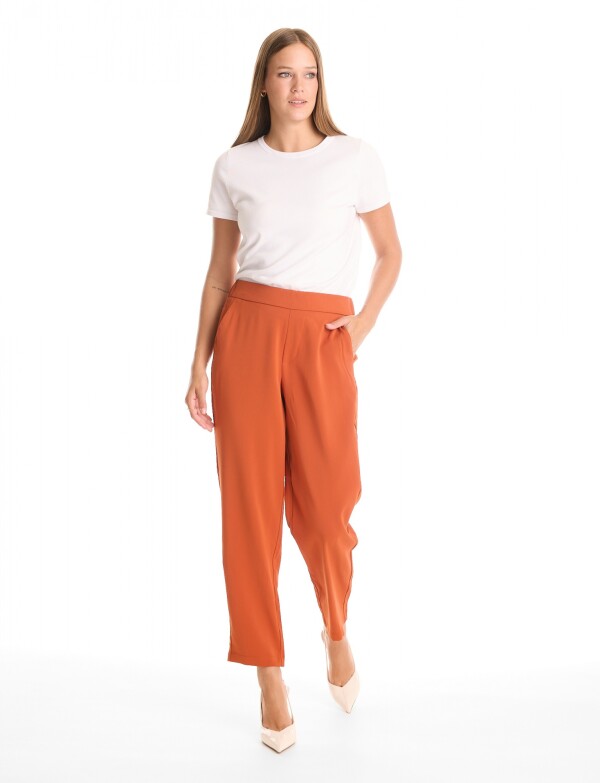 Pantalon Relaxed Fit & Cintura Elástica Posterior ANARANJADO
