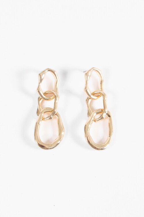 Caravanas largas aros machacados dorado