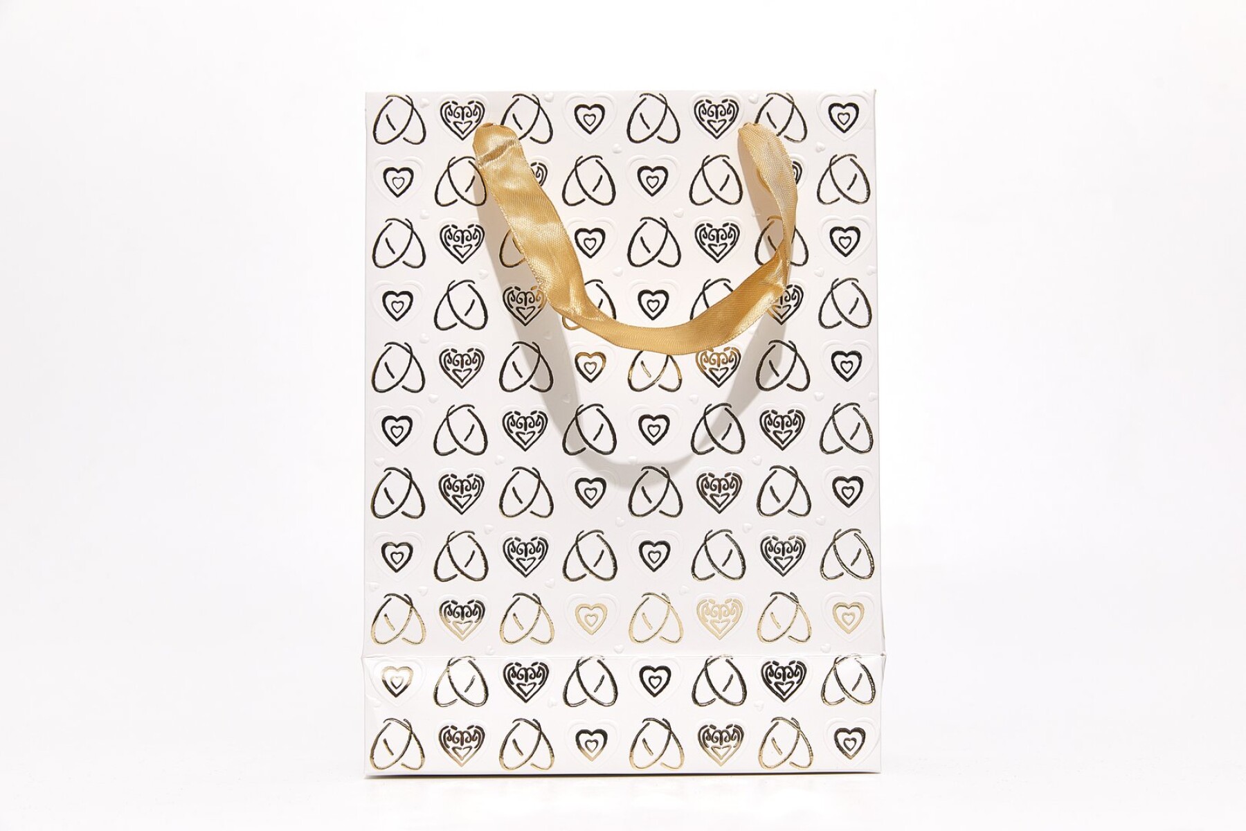 BOLSA DE REGALO CORAZONES METALIZADOS (M) 