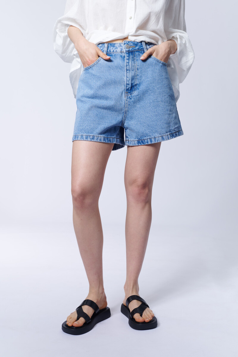 Short jean básico Azul Medio