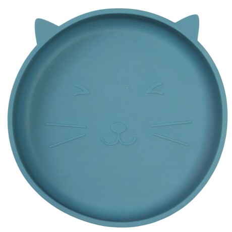 Set De Alimentación De Silicona Carestino Gatito Azul Petroleo