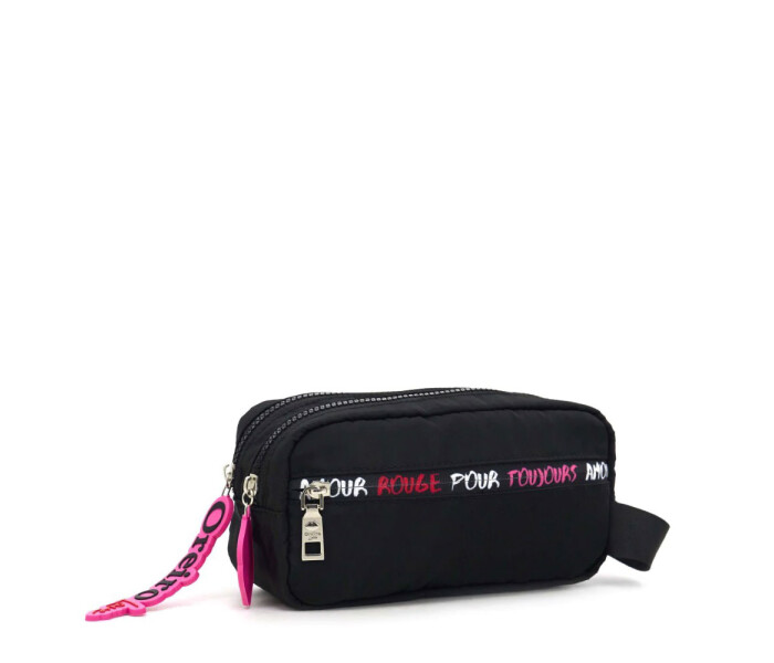 Cartuchera Las Oreiro Love Doble Cierre Negro