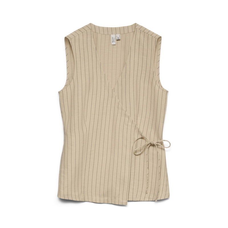 VMKIARA S/L WRAP TOP WVN BTQ OATMEAL