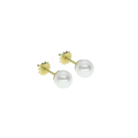 Caravanas de oro 18k con perlas de cultivo de 6.25mm. Un clásico imperdible Caravanas de oro 18k con perlas de cultivo de 6.25mm. Un clásico imperdible