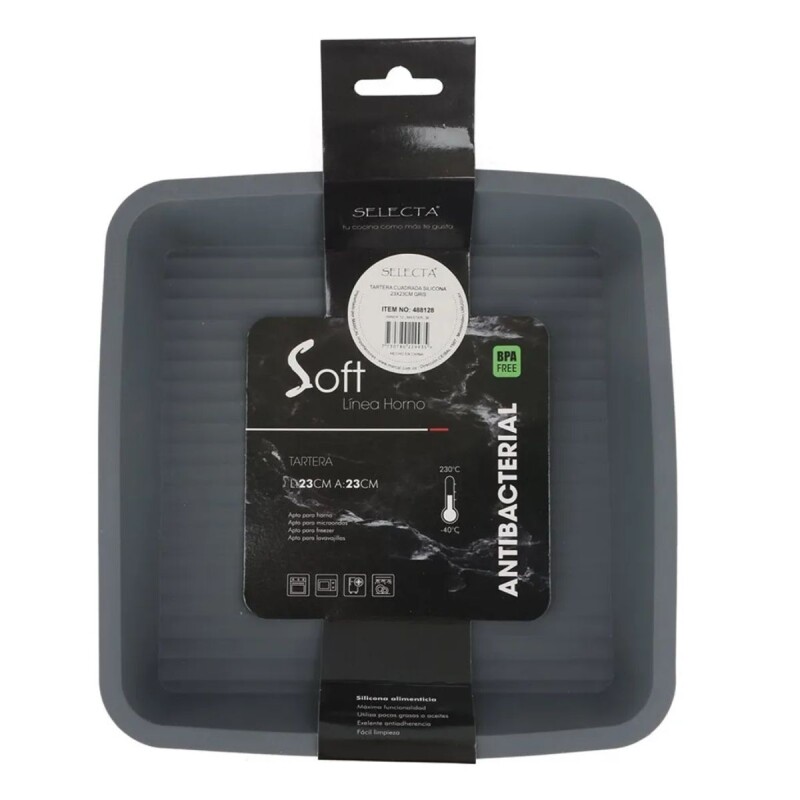 Tartera cuadrada silicona 23x23cm GRIS