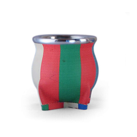 Mate De Cerámica Mediano Alfa Rayado Coral Azul Y Verde