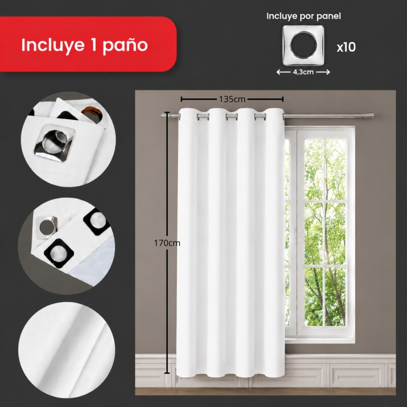 Paño cortina blackout 1,35m x 1,70m BLANCO
