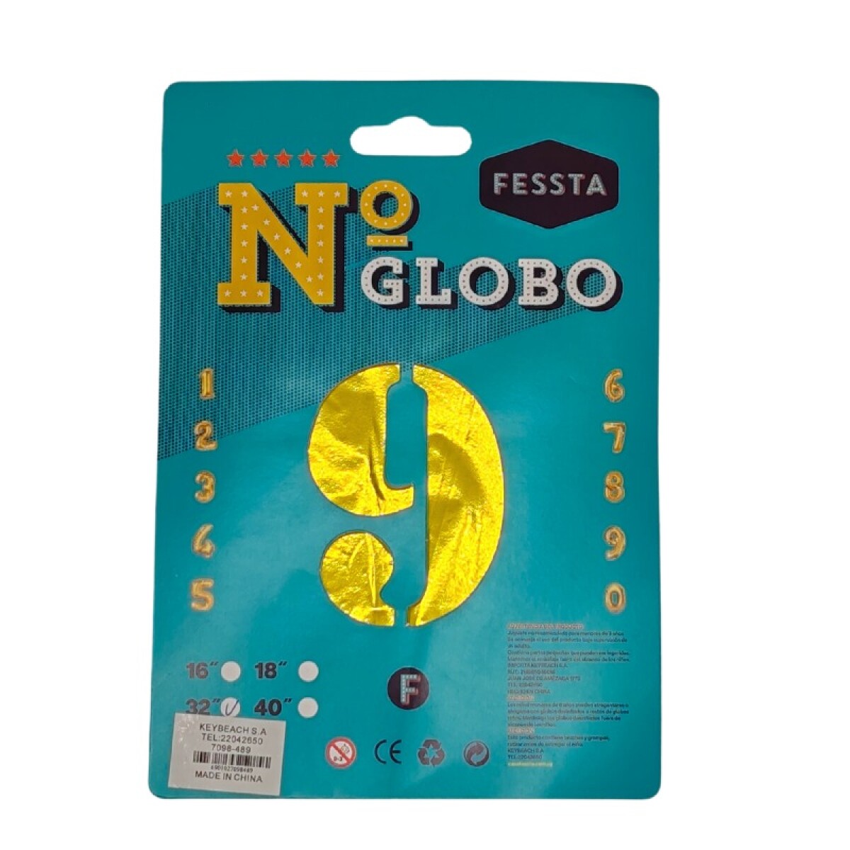 Globo Número Fessta 32" Dorado - NUEVE 