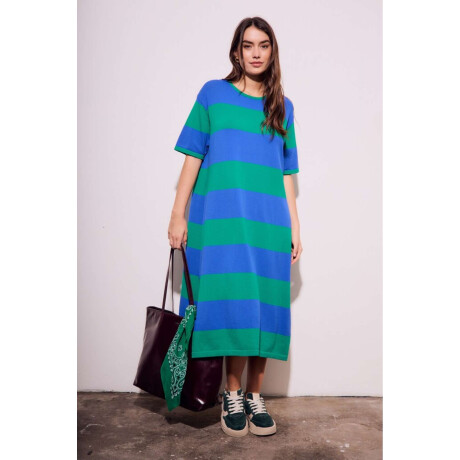 Vestido Tejido Rayado Verde