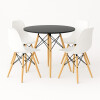 Juego de comedor Con Mesa Circular de 80cm + 4 Sillas Eames Blanco/Negro