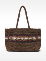 Bolso Shopper Efecto Rafia Con Detalle Trenzado marron