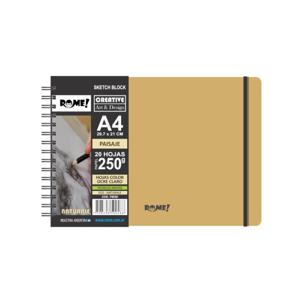 Block Sketch 250g Ocre - ROME A4 Paisaje