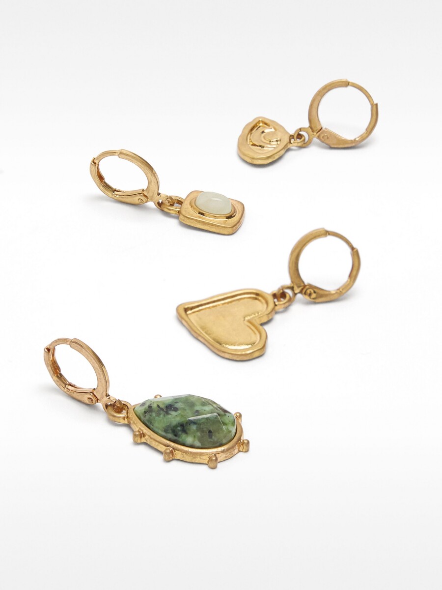 Set De Aros Con Piedras multicolor