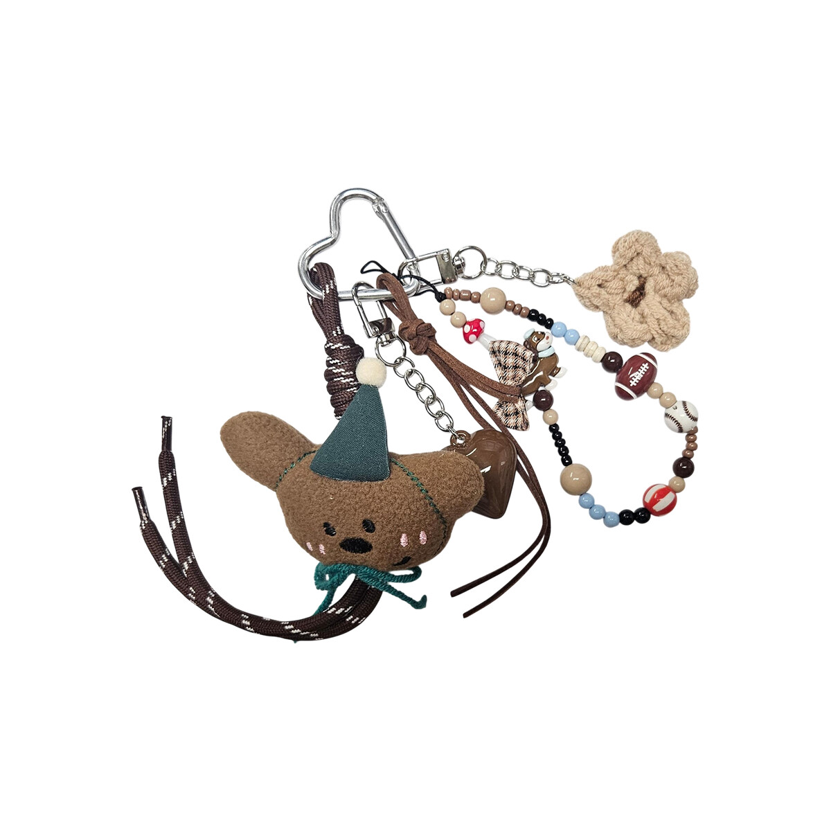 Llavero con accesorios Osito y Corazón - Marron 