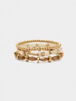 Set De Pulseras Elásticas Efecto Piedra beige