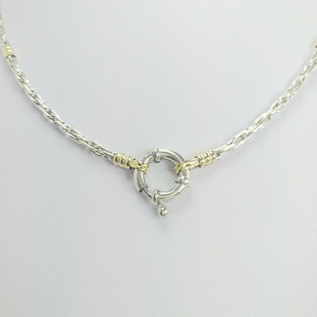 Gargantilla de plata 925 con detalles de doublé en oro 18ktes, 45 cm. Gargantilla de plata 925 con detalles de doublé en oro 18ktes, 45 cm.