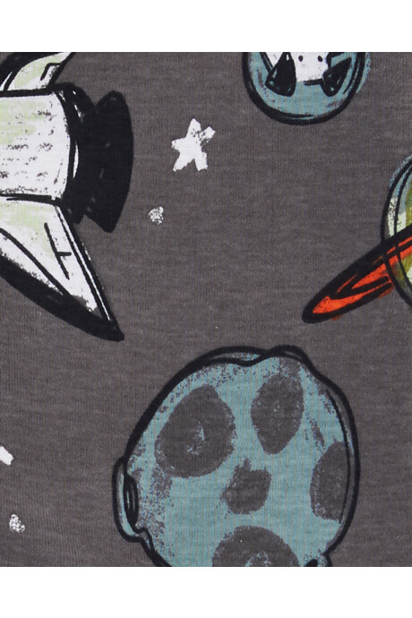 Pijama una pieza de algodón con pie, diseño espacial Sin color