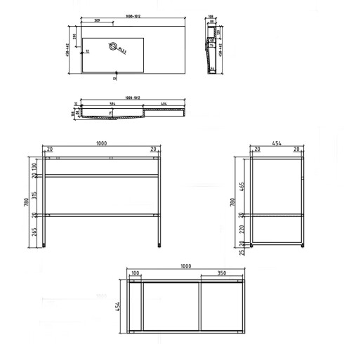 MOBILIARIO BAÑO BACHA CUARZO MUEBLE ACERO INOX NEGRO MATE GAMAS DE NEGRO