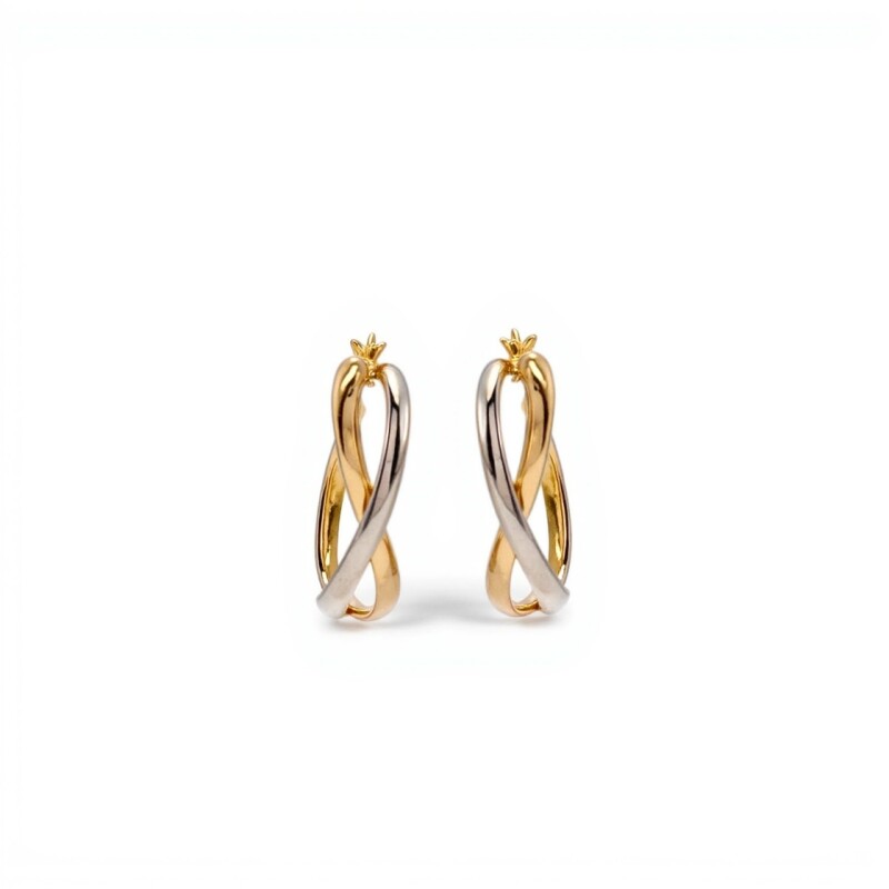 Caravanas Aros Infinito- Oro bajo - oro blanco - Sin piedra- CA8403 sinpiedra