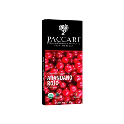 Chocolate Orgánico con Arándano Rojo 50 g Paccari Chocolate Peccari Org Arandano